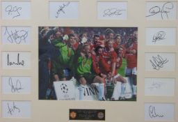 Manchester United signed photographic montage 'Champions League Final 1999' signed by twelve of the