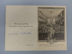 Clement Attlee signed 1946 and 1947 Christmas cards (Jane Parsons collection)