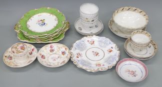 A collection of 18thC and 19thC ceramics including Chamberlains Worcester, wrythen fluted teabowls,