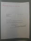 Dame Barbara Hepworth typed letter to Mrs. Gibbs dated 28th Sept. 1971 thanking for letter 