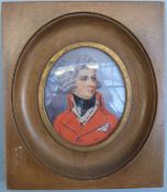 Continental watercolour portrait miniature signed Rebalet in frame,