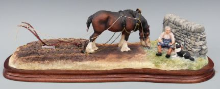Border Fine Arts limited edition (888/1750) 'Ploughman's Lunch' on wooden plinth, with certificate,
