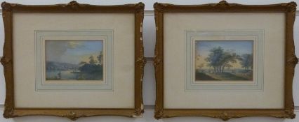 A pair of small gouache watercolour on paper landscapes, 8 x 11.