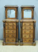 A pair of 19thC walnut pedestal pier cabinets or collector's chests,