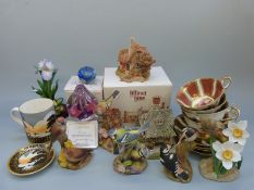 Four Paragon cabinet cups and saucers, Royal Worcester bird figures,