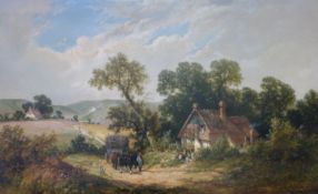 James Edwin Meadows (1828-1888) oil on canvas 'The Timber Cart' oil on canvas of a horse drawn