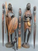 Various carved African figures etc