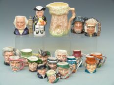 Eight Royal Doulton small character jugs, further jugs including Beswick,