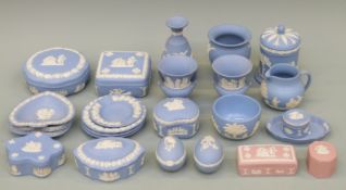A collection of Wedgwood jasperware trinket pots and vases