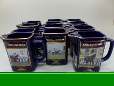 Twelve ceramic Martell brandy water jugs, each featuring a Grand National winning racehorse,