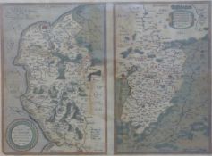 A framed 17thC hand coloured map of two regions of France to include the Vermandois by Nicolas de