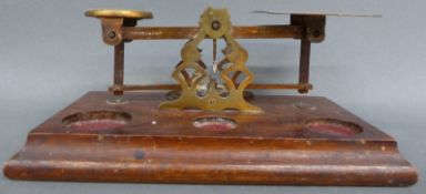 A set of S Mordan & Co, London postal scales with letter rates to pan,