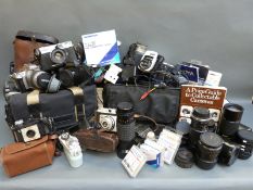 A quantity of cameras to include Sharp Viewcam VL-E96, Nikon FSS, Takumar 1:3.5-4.5 1:4.