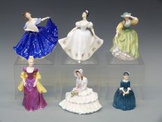 Six Royal Doulton figurines Buttercup, Cherie, Kate, Daydreams, Elaine and Loretta,