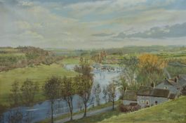 Penelope Douglas oil on canvas possibly River Avon or Wye landscape,
