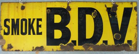 A vintage Smoke BDV enamel advertising sign,
