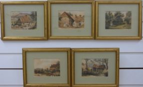 A set of five 19thC/early 20thC watercolours of cottages and the countryside,