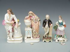 Four Derby and Staffordshire figures including Andromache weeping over the ashes of Hector,