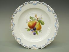 A 19thC Meissen dessert plate with fruit and floral decoration,