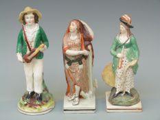 Three 19thC Staffordshire/ pearlware figures,