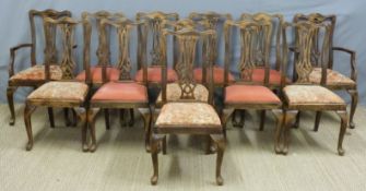 A set of 12 (10+2) dining chairs with cabriole front legs