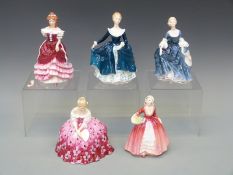 Five Royal Doulton figurines Victoria, Sweet Sixteen, Hillary, Janine and Janet,