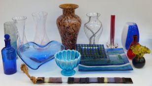 Nineteen pieces of decorative coloured glassware including Murano, Caithness, Bristol Blue,
