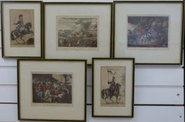 Five etchings of the Napoleonic era 'Battle of Waterloo', 'Taking of Ciudad Rodrigo',