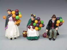 Three Royal Doulton Character figures The Old Balloon Seller,