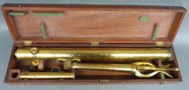 A Georgian Dollond London brass astronomical telescope, with extra lenses,