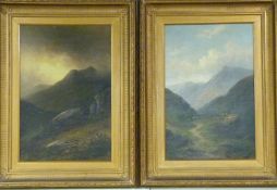 Victor Rolyat 19thC pair of large oils on canvas of Highland scenes, both signed lower right,