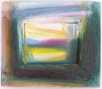 Ray Hedger oil on board 'Small Landscape' with details verso, 20 x 23.