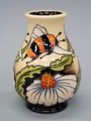 Moorcroft limited edition 37/100 vase decorated with bumble bees and flowers and signed by Rachael