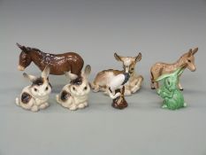A collection of seven ceramic animals including a goat by Theodor Karner for Eschenbach,