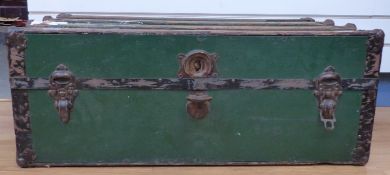 An ash bound steamer or travelling trunk,