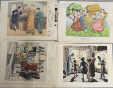 Twenty watercolours of everyday life in the inter war years, some dated circa 1936 and initialed D.