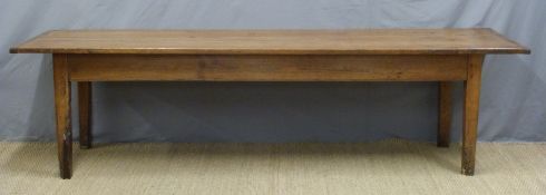 An 18th/19thC ash or oak hall table with three plank top raised on square tapering legs,