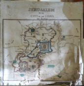 An 1853 hand coloured map of Jerusalem or City of The Lord by John Purnell,