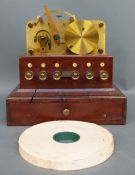 A mahogany and brass Wheatstone automatic telegraph machine with tape perforator,