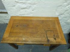 An oak and ash hall table with two drawers,
