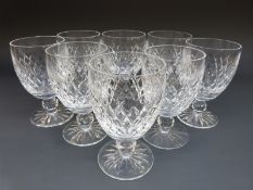 A set of eight Waterford Crystal Boyne pattern water goblets, 13cm tall.