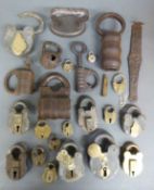 A collection of 18thC / 19thC and 20thC padlocks and keys, one or two possibly older,