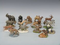 Fifteen Franklin Mint Wildlife Preservation Trust animal figures