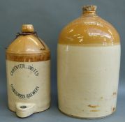 Two stoneware flagons, Stroud Brewery and Carpenter Ltd Cainscross,