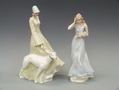 Two Royal Doulton figurines from the Reflections Series Strolling HN 3073 and Windflower 3077,
