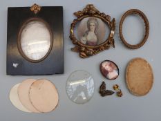 Three 19thC miniature frames to include ebonised wood, gesso example,