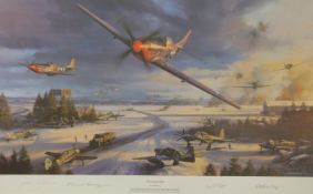 Nicholas Trudgion 'Mustang Mayhem' limited edition (23/600) print, signed by the artist and Braley,