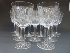 A set of 12 Waterford Crystal Lismore wine glasses,