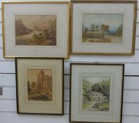 Four watercolours including one with printed inscription to mount 'Ullswater C Lutridge 1817',