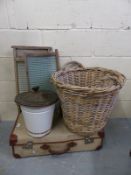 A large wicker log basket,
